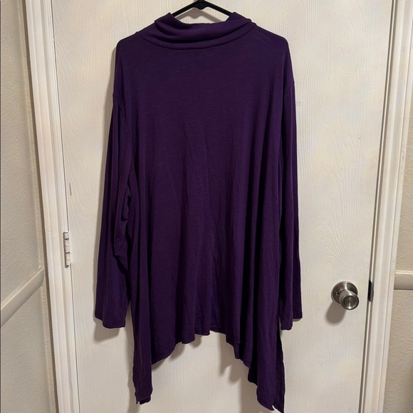 Terra & Sky Women's Plus Size Slub Sharkbite Tunic Length Cowlneck Knit Top 4X - Picture 8 of 13